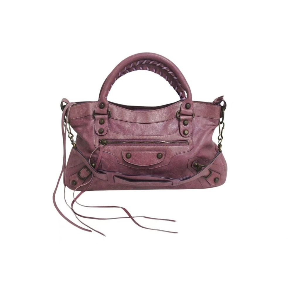Balenciaga Shoulder Leather Purple Handbag First The Bag - Picture 2 of 10